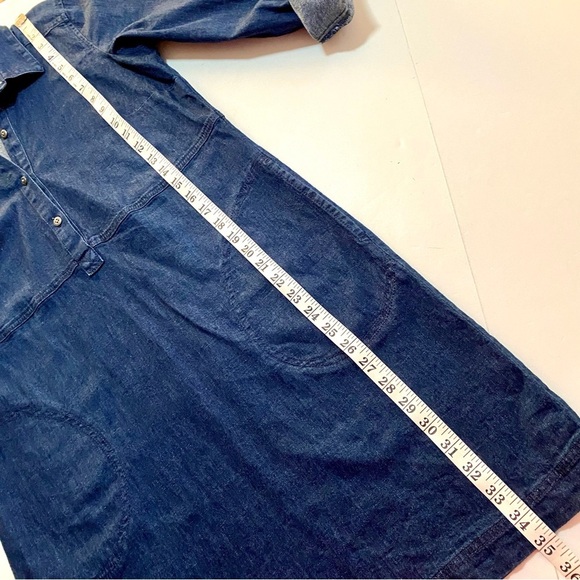 J. Jill Denim Jean Shirt Dress Size Small Petite Quarter Button Chambray Pockets - Picture 14 of 15